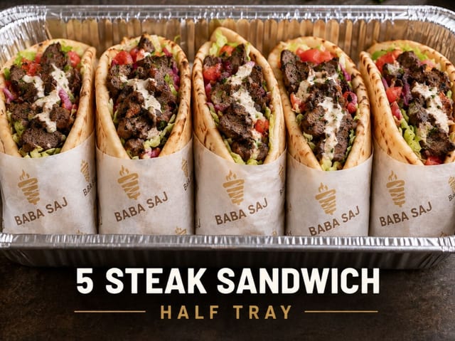 5 Steak Sandwich Half Tray.