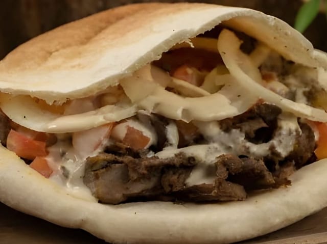 Steak Shawarma Pita Sandwich.